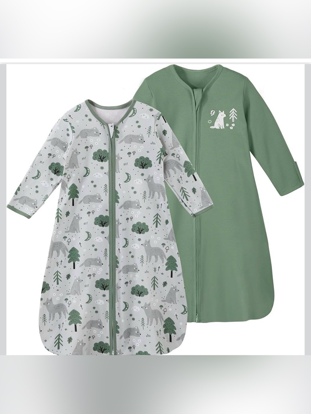 Yoofoss Green Woodland Sleep Sacks - 6-12M - Pack of 2